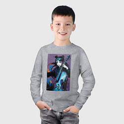 Лонгслив хлопковый детский Уэнсдэй на виолончели, цвет: меланж — фото 2