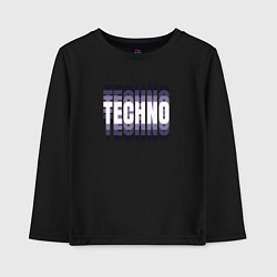 Лонгслив хлопковый детский Техно надпись рябь, цвет: черный