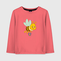 Лонгслив хлопковый детский Мультяшая пчелка, цвет: коралловый