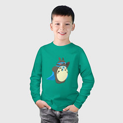 Лонгслив хлопковый детский Тоторо супергерой, цвет: зеленый — фото 2