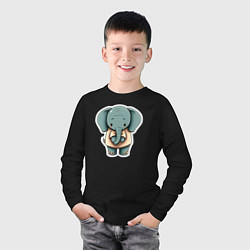Лонгслив хлопковый детский Слоник в футболке, цвет: черный — фото 2