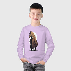 Лонгслив хлопковый детский Мультяшный конь в пальто, цвет: лаванда — фото 2