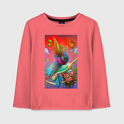 Лонгслив хлопковый детский Цветочная фантазия - нейросеть, цвет: коралловый