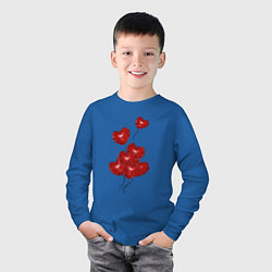 Лонгслив хлопковый детский Улетающие воздушные шарики в виде сердечка, цвет: синий — фото 2