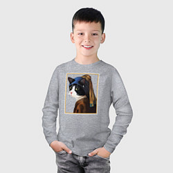 Лонгслив хлопковый детский Кошечка с жемчужной сережкой Ян Вермеер, цвет: меланж — фото 2