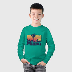 Лонгслив хлопковый детский Beach of Miami, цвет: зеленый — фото 2