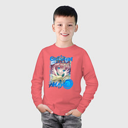 Лонгслив хлопковый детский Нилу гидро элемент, цвет: коралловый — фото 2
