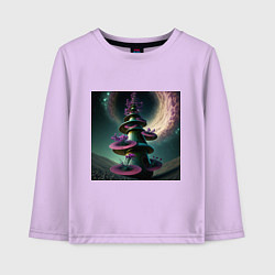 Лонгслив хлопковый детский Космическая клумба, цвет: лаванда