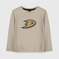 Лонгслив хлопковый детский Анахайм Дакс логотип, цвет: миндальный