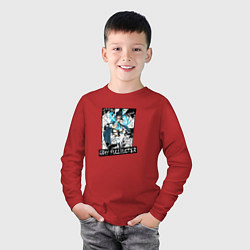 Лонгслив хлопковый детский Грей Фуллбастер на фоне манги, цвет: красный — фото 2