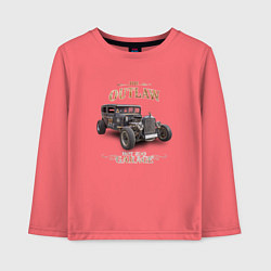 Лонгслив хлопковый детский Хот род - мятежный гараж, цвет: коралловый