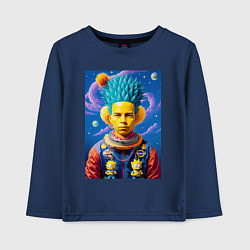 Лонгслив хлопковый детский Барт Симпсон в космическом скафандре, цвет: тёмно-синий
