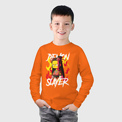 Лонгслив хлопковый детский Недзуко Камадо Симпсон, цвет: оранжевый — фото 2