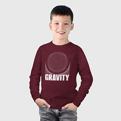 Лонгслив хлопковый детский Gravity надпись и шар, цвет: меланж-бордовый — фото 2