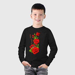 Лонгслив хлопковый детский Прекрасная Рената - букет из роз, цвет: черный — фото 2