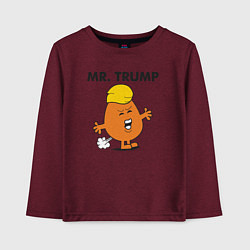 Лонгслив хлопковый детский Мистер Дональд Трамп, цвет: меланж-бордовый