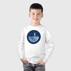 Лонгслив хлопковый детский Космонавт с газонокосилкой, цвет: белый — фото 2