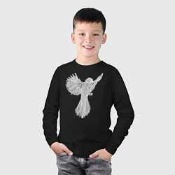 Лонгслив хлопковый детский Белый кардинал, цвет: черный — фото 2
