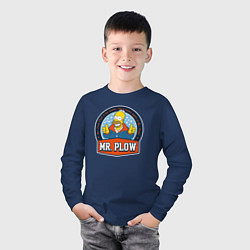 Лонгслив хлопковый детский Mr Plow, цвет: тёмно-синий — фото 2