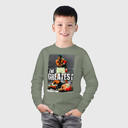 Лонгслив хлопковый детский Мухаммед Али великий, цвет: авокадо — фото 2