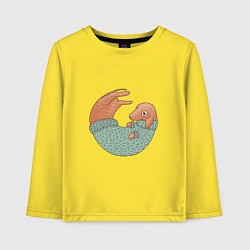 Лонгслив хлопковый детский Рыжая такса в свитере, цвет: желтый