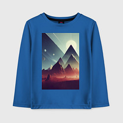 Лонгслив хлопковый детский Геометрические горы, цвет: синий