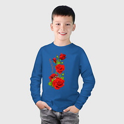 Лонгслив хлопковый детский Прекрасная Эльвира - букет из роз, цвет: синий — фото 2