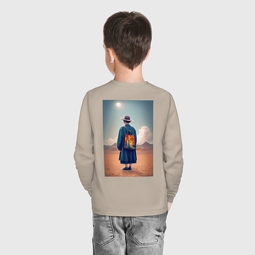 Детский лонгслив Японская девушка под солнцем / Миндальный – фото 4