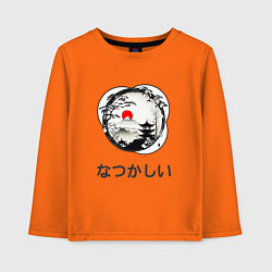 Лонгслив хлопковый детский Ностальгия - японские иероглифы, цвет: оранжевый