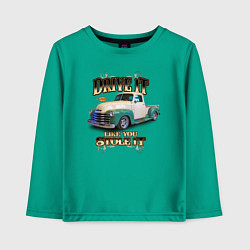 Лонгслив хлопковый детский Классический пикап Chevrolet Thriftmaster, цвет: зеленый