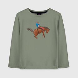 Лонгслив хлопковый детский Наездник и конь вместе, цвет: авокадо