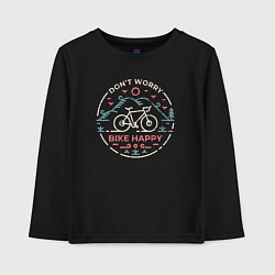 Лонгслив хлопковый детский Dont worry bike happy, цвет: черный