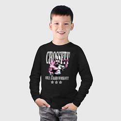 Лонгслив хлопковый детский Кроссфит и пауэрлифтинг, цвет: черный — фото 2