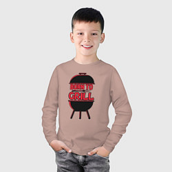 Лонгслив хлопковый детский Born to grill, цвет: пыльно-розовый — фото 2