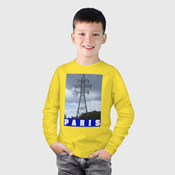 Лонгслив хлопковый детский Париж Эйфелева башня, цвет: желтый — фото 2
