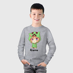 Лонгслив хлопковый детский Ксюша - Майнкрафт, цвет: меланж — фото 2