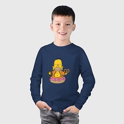 Лонгслив хлопковый детский Буддизм Симпсон, цвет: тёмно-синий — фото 2