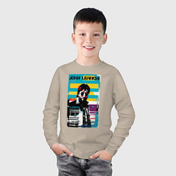 Лонгслив хлопковый детский John Lennon - street art - legend, цвет: миндальный — фото 2