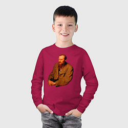 Лонгслив хлопковый детский Ф Достоевский, цвет: маджента — фото 2