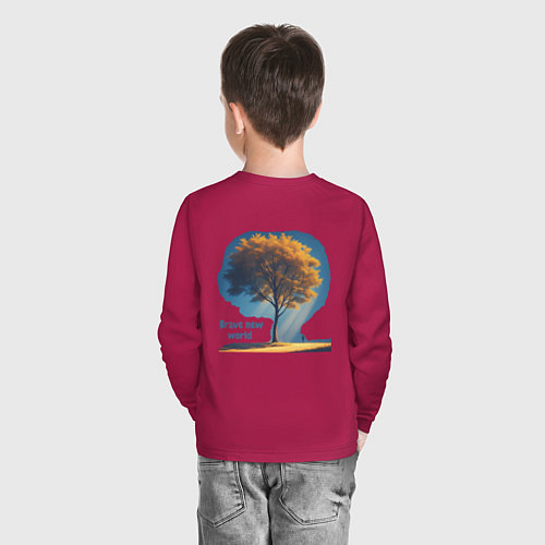Детский лонгслив Дивный новый мир / Маджента – фото 4