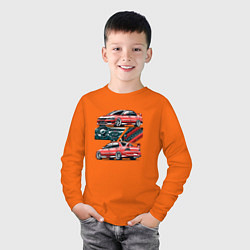 Лонгслив хлопковый детский Mitsubishi Lancer Evolution IX V1, цвет: оранжевый — фото 2