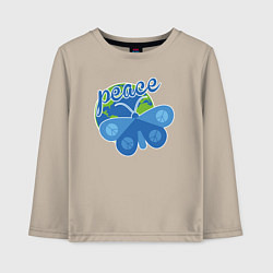 Лонгслив хлопковый детский Butterfly peace, цвет: миндальный