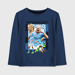 Лонгслив хлопковый детский Холанд Эрлинг, цвет: тёмно-синий