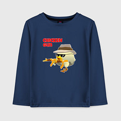 Лонгслив хлопковый детский Цыпленок с автоматами, цвет: тёмно-синий
