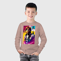 Лонгслив хлопковый детский John Lennon - world legend, цвет: пыльно-розовый — фото 2