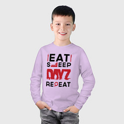Лонгслив хлопковый детский Надпись: eat sleep DayZ repeat, цвет: лаванда — фото 2