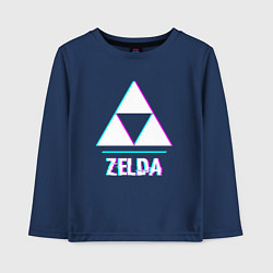 Лонгслив хлопковый детский Zelda в стиле glitch и баги графики, цвет: тёмно-синий