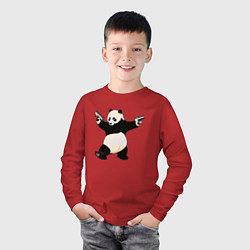 Лонгслив хлопковый детский Панда с пистолетами, цвет: красный — фото 2