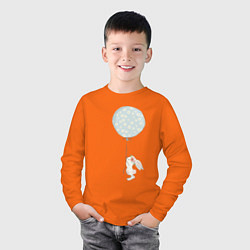 Лонгслив хлопковый детский Милый кролик с шариком в цветочек, цвет: оранжевый — фото 2