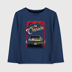 Лонгслив хлопковый детский Классика автомобиль Chevrolet Impala, цвет: тёмно-синий